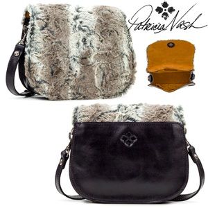 NWT Patricia Nash Leather / Fur Salerno Saddle Bag - Dark Chocolate